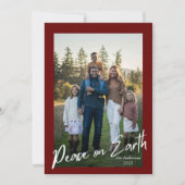 Moderne rode 'Peace on Earth' kaart (Voorkant)