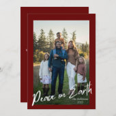 Moderne rode 'Peace on Earth' kaart (Voorkant / Achterkant)