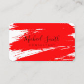 Moderne rode penseelstreken verf visitekaartje (Voorkant)