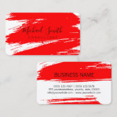 Moderne rode penseelstreken verf visitekaartje (Voorkant / Achterkant)