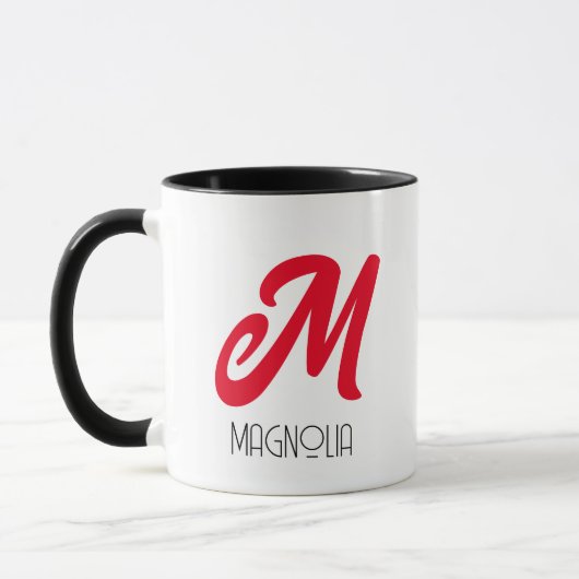 Moderne Rode Persoonlijke Mok van het Monogram van (Links)