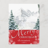 Moderne rode pine - boomschoppen - grafisch script feestdagenkaart (Voorkant)