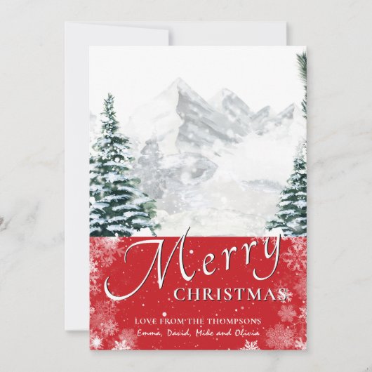 Moderne rode pine - boomschoppen - grafisch script feestdagenkaart (Voorkant)