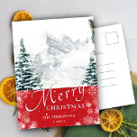 Moderne rode pine - boomschoppen - grafisch script feestdagenkaart<br><div class="desc">Modern Red Pine Tree Snowflakes Bokeh Chic Script Minimalist Holiday briefkaart. Ik wens jullie allemaal een prettig kerstfeest en gelukkig nieuwjaar!</div>