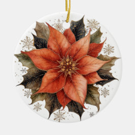 Moderne Rode Poinsettia Kerst Keramisch Ornament