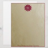 Moderne Rode Poinsettia-ventilator op gouden achte (Voorkant / Achterkant)