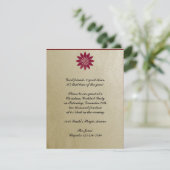 Moderne Rode Poinsettia-ventilator op gouden achte Kaart (Staand voorkant)