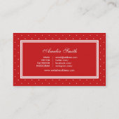 Moderne rode polka dot blauw lint sociale media visitekaartje (Achterkant)