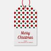 Moderne rode polka stippen vrolijk kerstfeest cadeaulabel (Voorkant)