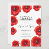 Moderne Rode Poppy Bloemen Verjaardag Tuin Party Kaart (Voorkant)