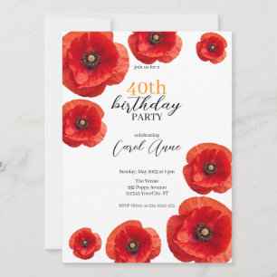 Moderne Rode Poppy Bloemen Verjaardagsfeest Kaart