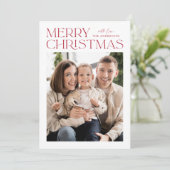 Moderne Rode Prettig Kerstmis Foto Feestdagenkaart (Staand voorkant)