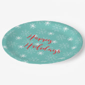 Moderne rode Prettige feestdagen tekst, Blauwgroen Papieren Bordje (Gekanteld)