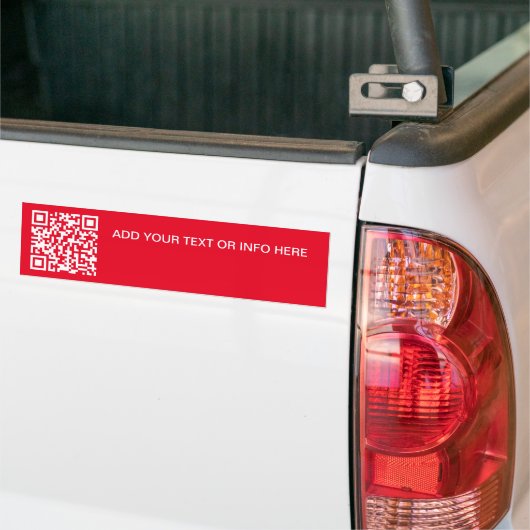 Moderne Rode QR Code & Tekst Branding Bedrijfsauto Bumpersticker (Op Truck)
