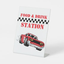 Moderne Rode Race Auto Boy Verjaardag Custom Sign