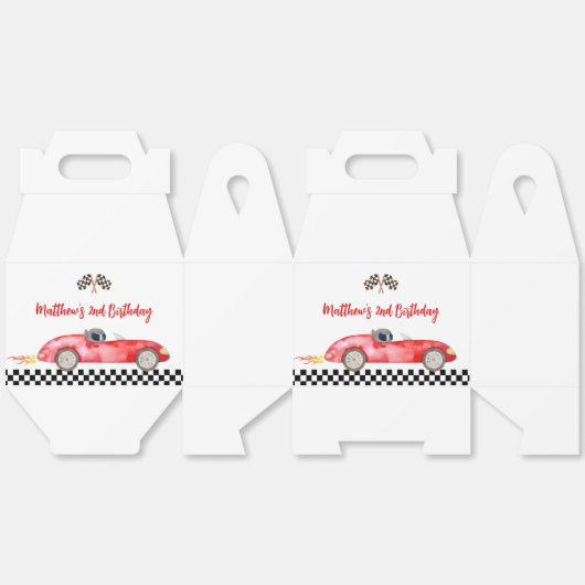 Moderne rode race auto verjaardag bedankdoosjes (Ongevouwen)