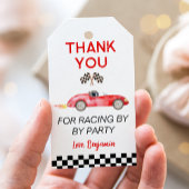 Moderne rode race auto verjaardag cadeaulabel