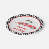 Moderne rode race auto verjaardag papieren bordje (Gekanteld)
