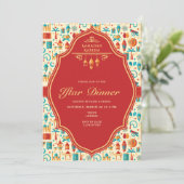 Moderne Rode Ramadan Kareem Iftar Eid Dinner Party Kaart (Staand voorkant)
