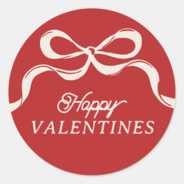 Moderne rode retro trendy Happy Valentijns's Bows Ronde Sticker