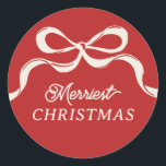 Moderne rode retro trendy kerstbogen vakantie ronde sticker<br><div class="desc">***dit ontwerp maakt deel uit van een bijpassend collectie sjabloon** __________________________ Deze ontwerpoptie is volledig bewerkbaar / aanpasbaar door u als klant - Klik op Verdere knop personaliseren als u het ontwerp wilt verplaatsen, toevoegen, verwijderen of significante wijzigingen wilt aanbrengen _______________________ *Als u nog vragen over het ontwerp hebt of...</div>
