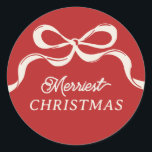 Moderne rode retro trendy kerstbogen vakantie ronde sticker<br><div class="desc">***dit ontwerp maakt deel uit van een bijpassend collectie sjabloon** __________________________ Deze ontwerpoptie is volledig bewerkbaar / aanpasbaar door u als klant - Klik op Verdere knop personaliseren als u het ontwerp wilt verplaatsen, toevoegen, verwijderen of significante wijzigingen wilt aanbrengen _______________________ *Als u nog vragen over het ontwerp hebt of...</div>
