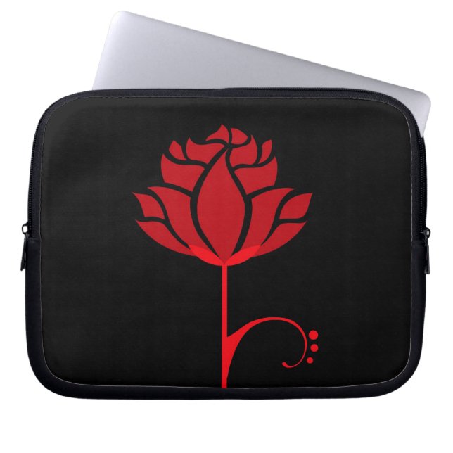 Moderne rode roos laptophoes laptop sleeve (Voorkant)