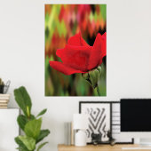 Moderne Rode Roos Met Hoge Poly | Botanische Wandk Poster (Thuiskantoor)