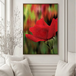 Moderne Rode Roos Met Hoge Poly | Botanische Wandk Poster