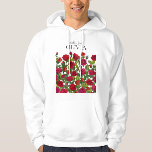 Moderne Rode Roos Minimalistische Naam Ik Hou Van Hoodie
