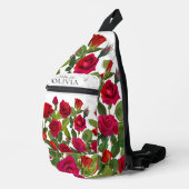 Moderne Rode Roos Minimalistische Naam Ik Hou Van Sling Bag (Rechterhoek)