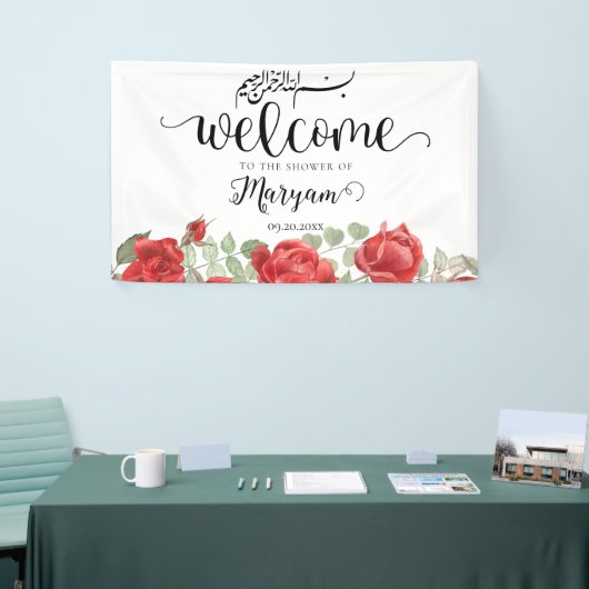 Moderne Rode Rose Islamitische Moslim Douche Banne Spandoek (Beurs)