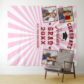 Moderne Rode Roze Afstuderen 4 Fotohokje Achtergro Wandkleed (In Situ (horizontaal))