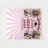 Moderne Rode Roze Afstuderen 4 Fotohokje Achtergro Wandkleed (Voorkant (horizontaal))