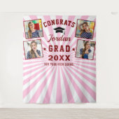 Moderne Rode Roze Afstuderen 4 Fotohokje Achtergro Wandkleed (Voorkant)