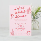 Moderne Rode & Roze Bruids Douche Uitnodiging (Staand voorkant)