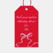Moderne rode roze gunsttag cadeaulabel (Voorkant)