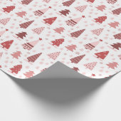 Moderne rode roze kerstbomen cadeaupapier (Hoek)