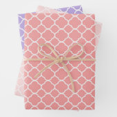 Moderne rode roze Paarse geometrische quatrefolie Inpakpapier Vel (In situ)