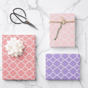 Moderne rode roze Paarse geometrische quatrefolie Inpakpapier Vel