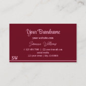 Moderne rode roze strepen met monogram stijlvol visitekaartje (Achterkant)