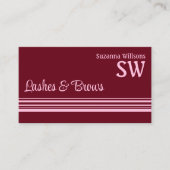 Moderne rode roze strepen met monogram stijlvol visitekaartje (Voorkant)