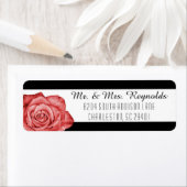 Moderne rode roze zwart-wit gestreept op maat etiket (Insitu)