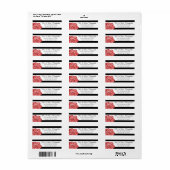 Moderne rode roze zwart-wit gestreept op maat etiket (Full Sheet)