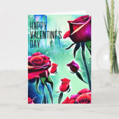 Moderne rode rozen 3 Foto Cityscape Valentijnsdag Feestdagen Kaart (Voorkant)