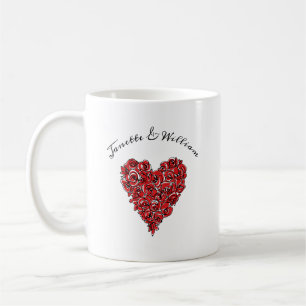 Moderne rode rozen hart gepersonaliseerd koffiemok