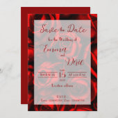 Moderne rode rozen met rode teksten Save the Date Kaart (Voorkant / Achterkant)