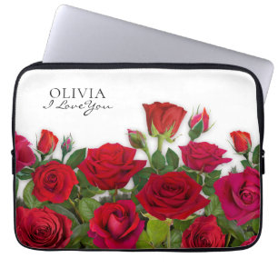 Moderne RODE ROZEN Tuin Minimalistische Naam Laptop Sleeve