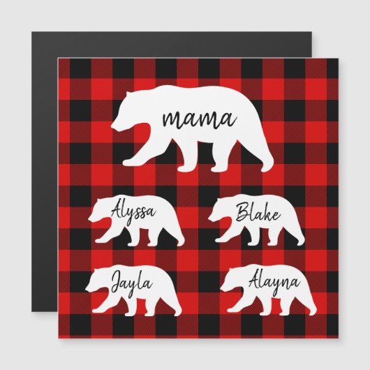 Moderne rode ruit en witte mama beer (Voorkant / Achterkant)