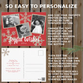 Moderne rode rustieke sneeuwvlok Collage 3 Foto Briefkaart